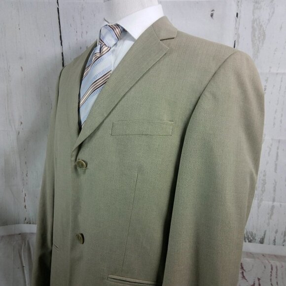Haggar Enterprise 42L 2 Button Tan 2pc Suit 32W - Picture 5 of 12